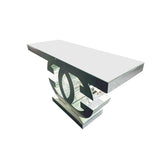 Darrahopens Furniture > Dining > Buffets & Sideboards Hall Table MDF & Mirror & Crushed Acrylic Diamonds Silver Colour