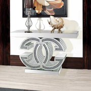 Darrahopens Furniture > Dining > Buffets & Sideboards Hall Table MDF & Mirror & Crushed Acrylic Diamonds Silver Colour