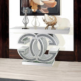 Darrahopens Furniture > Dining > Buffets & Sideboards Hall Table MDF & Mirror & Crushed Acrylic Diamonds Silver Colour