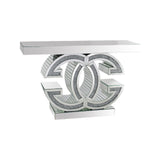 Darrahopens Furniture > Dining > Buffets & Sideboards Hall Table MDF & Mirror & Crushed Acrylic Diamonds Silver Colour