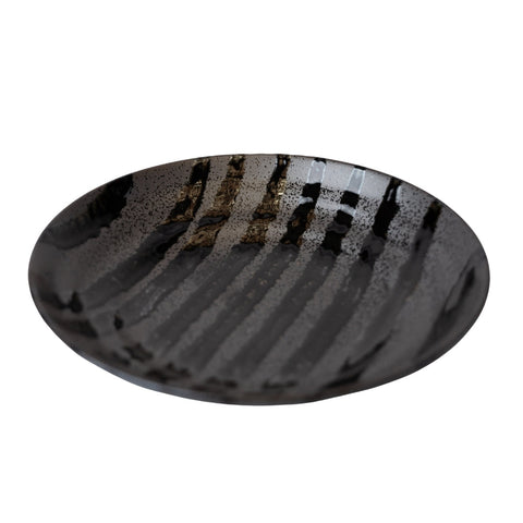 Darrahopens Furniture > Dining > Buffets & Sideboards Pasta Bowl Flat 23cm Black Stripes On Gunmetal Glaze
