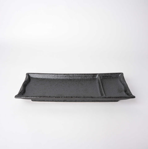 Darrahopens Furniture > Dining > Buffets & Sideboards Sashimi Plate Inbuilt Sauce Dish 25cm Black Bamboo Glaze