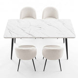 Darrahopens Furniture > Dining > Dining Set 1 Artiss Dining Table and 4 Chairs Set White Marble Style
