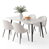 Darrahopens Furniture > Dining > Dining Set 1 Artiss Dining Table and 4 Chairs Set White Marble Style