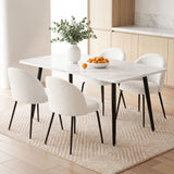 Darrahopens Furniture > Dining > Dining Set 1 Artiss Dining Table and 4 Chairs Set White Marble Style