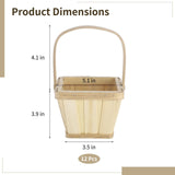 Darrahopens Furniture > Dining > Dining Set 12PCS Mini Wooden Berry Baskets, 5.1 x 3.9 in Square Berry Picking Buckets with Handle, Hand-Woven Slat Fruit Baskets for Gift Wrapping, Picnics, Wedding, Home Decor & DIY Crafts In Australia - Darrahopens