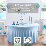 Darrahopens Furniture > Dining > Dining Set 2 Pack Baby Blue Spandex Round Table Cloth for 72 in Tables, Stretchy Fitted 6FT Tablecloths for Wedding Party