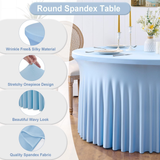 Darrahopens Furniture > Dining > Dining Set 2 Pack Baby Blue Spandex Round Table Cloth for 72 in Tables, Stretchy Fitted 6FT Tablecloths for Wedding Party