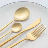 Darrahopens Furniture > Dining > Dining Set 24pc Elegant Stainless Steel Gold Flatware Set Classic Knife Fork Spoon Gift Set