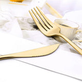Darrahopens Furniture > Dining > Dining Set 24pc Elegant Stainless Steel Gold Flatware Set Classic Knife Fork Spoon Gift Set