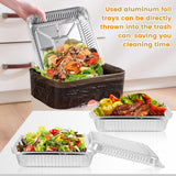 Darrahopens Furniture > Dining > Dining Set 40 Pack 8x8 Inch (Approx. 20.3 x 20.3 cm) Aluminum Pans with Clear Plastic Lids - Square Baking Cake Pans - Foil Pans with Lids - Disposable Food Containers Ideal for Cooking, Heating, Storing, and Food Preparation
