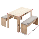 Darrahopens Furniture > Dining > Dining Set Artiss 3 Piece Dining Sets, 120cm Wooden Dining Table and 2 Upholstered Chairs Set, Space-Saving Modern Kitchen Dining Suite for Home Apartment (Oak)