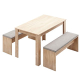 Darrahopens Furniture > Dining > Dining Set Artiss 3 Piece Dining Sets, 120cm Wooden Dining Table and 2 Upholstered Chairs Set, Space-Saving Modern Kitchen Dining Suite for Home Apartment (Oak)