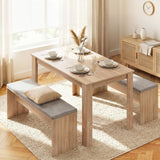 Darrahopens Furniture > Dining > Dining Set Artiss 3 Piece Dining Sets, 120cm Wooden Dining Table and 2 Upholstered Chairs Set, Space-Saving Modern Kitchen Dining Suite for Home Apartment (Oak)