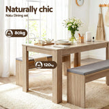 Darrahopens Furniture > Dining > Dining Set Artiss 3 Piece Dining Sets, 120cm Wooden Dining Table and 2 Upholstered Chairs Set, Space-Saving Modern Kitchen Dining Suite for Home Apartment (Oak)