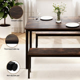 Darrahopens Furniture > Dining > Dining Set Artiss Dining Table and Chairs Set 3PCS Kitchen Metal Desk Bench Dark Walnut