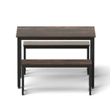 Darrahopens Furniture > Dining > Dining Set Artiss Dining Table and Chairs Set 3PCS Kitchen Metal Desk Bench Dark Walnut