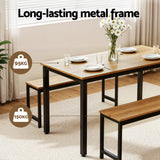 Darrahopens Furniture > Dining > Dining Set Artiss Dining Table and Chairs Set 3PCS Kitchen Metal Desk Bench Natural Oak