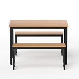 Darrahopens Furniture > Dining > Dining Set Artiss Dining Table and Chairs Set 3PCS Kitchen Metal Desk Bench Natural Oak