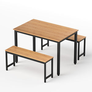 Darrahopens Furniture > Dining > Dining Set Artiss Dining Table and Chairs Set 3PCS Kitchen Metal Desk Bench Natural Oak