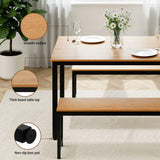 Darrahopens Furniture > Dining > Dining Set Artiss Dining Table and Chairs Set 3PCS Kitchen Metal Desk Bench Natural Oak