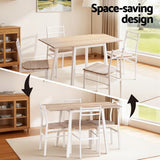 Darrahopens Furniture > Dining > Dining Set Artiss Dining Table and Chairs Set 5pcs Foldable Kitchen Furniture Natural White