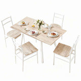 Darrahopens Furniture > Dining > Dining Set Artiss Dining Table and Chairs Set 5pcs Foldable Kitchen Furniture Natural White