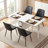 Darrahopens Furniture > Dining > Dining Set Artiss Dining Table and Chairs Set 5pcs Foldable Kitchen Furniture with 2 Drawers Black and White