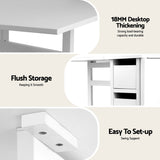 Darrahopens Furniture > Dining > Dining Set Artiss Dining Table and Chairs Set 5pcs Foldable Kitchen Furniture with 2 Drawers Black and White