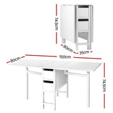 Darrahopens Furniture > Dining > Dining Set Artiss Dining Table and Chairs Set 5pcs Foldable Kitchen Furniture with 2 Drawers Black and White