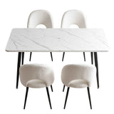 Darrahopens Furniture > Dining > Dining Set Artiss Dining Table and Chairs Set 5pcs Kitchen Furniture Marble White