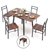Artiss Dining Table and Chairs Set 5pcs with Extendable 60-120cm Drop-Leaf Table Brown In Australia - Darrahopens
