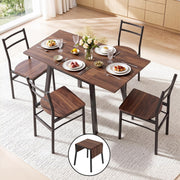 Darrahopens Furniture > Dining > Dining Set Artiss Dining Table and Chairs Set 5pcs with Extendable 60-120cm Drop-Leaf Table Brown In Australia - Darrahopens