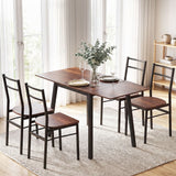 Darrahopens Furniture > Dining > Dining Set Artiss Dining Table and Chairs Set 5pcs with Extendable 60-120cm Drop-Leaf Table Brown In Australia - Darrahopens