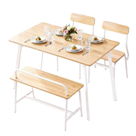 Darrahopens Furniture > Dining > Dining Set Artiss Dining Table and Chairs Set of 4 Bench Kitchen Furniture Natural and White