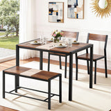 Darrahopens Furniture > Dining > Dining Set Artiss Dining Table and Chairs Set of 4 Bench Kitchen Furniture Rustic Brown