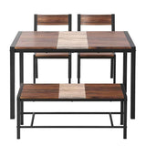 Darrahopens Furniture > Dining > Dining Set Artiss Dining Table and Chairs Set of 4 Bench Kitchen Furniture Rustic Brown