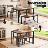 Darrahopens Furniture > Dining > Dining Set Artiss Dining Table and Chairs Set of 4 Bench Kitchen Furniture Rustic Brown