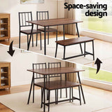 Darrahopens Furniture > Dining > Dining Set Artiss Dining Table and Chairs Set of 4 Bench Kitchen Furniture Rustic Brown