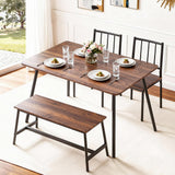 Darrahopens Furniture > Dining > Dining Set Artiss Dining Table and Chairs Set of 4 Bench Kitchen Furniture Rustic Brown
