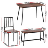 Darrahopens Furniture > Dining > Dining Set Artiss Dining Table and Chairs Set of 4 Bench Kitchen Furniture Rustic Brown