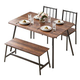 Darrahopens Furniture > Dining > Dining Set Artiss Dining Table and Chairs Set of 4 Bench Kitchen Furniture Rustic Brown