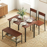 Darrahopens Furniture > Dining > Dining Set Artiss Dining Table and Chairs Set of 4 Storage Bench Kitchen Furniture Walnut