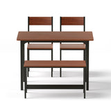 Darrahopens Furniture > Dining > Dining Set Artiss Dining Table and Chairs Set of 4 Storage Bench Kitchen Furniture Walnut