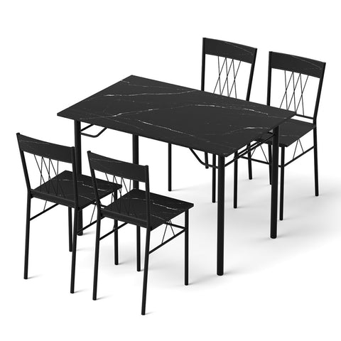 Darrahopens Furniture > Dining > Dining Set Artiss Dining Table and Chairs Set of 5 Compact Kitchen Furniture Marble Black