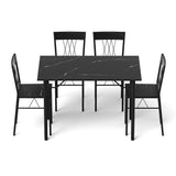 Darrahopens Furniture > Dining > Dining Set Artiss Dining Table and Chairs Set of 5 Compact Kitchen Furniture Marble Black