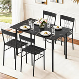 Darrahopens Furniture > Dining > Dining Set Artiss Dining Table and Chairs Set of 5 Compact Kitchen Furniture Marble Black