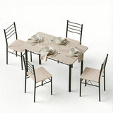 Darrahopens Furniture > Dining > Dining Set Artiss Dining Table and Chairs Set of 5 Compact Kitchen Furniture Modern Oak