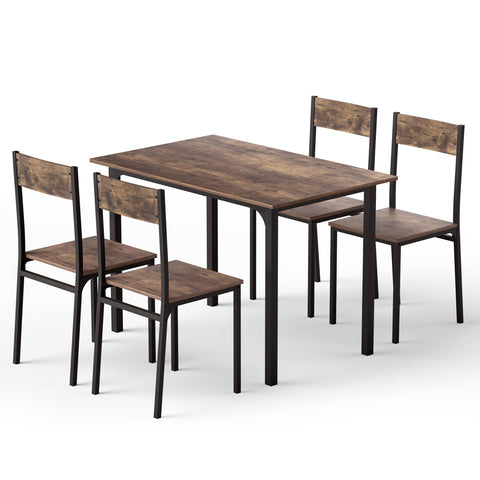 Darrahopens Furniture > Dining > Dining Set Artiss Dining Table and Chairs Set of 5 Compact Kitchen Furniture Rustic Brown