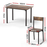 Darrahopens Furniture > Dining > Dining Set Artiss Dining Table and Chairs Set of 5 Compact Kitchen Furniture Rustic Brown